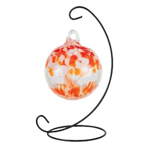 Tree Of Life 3 in. Multi-Color Nova Hand Blown Glass Ball with Metal Antique Bronze Finish Stand