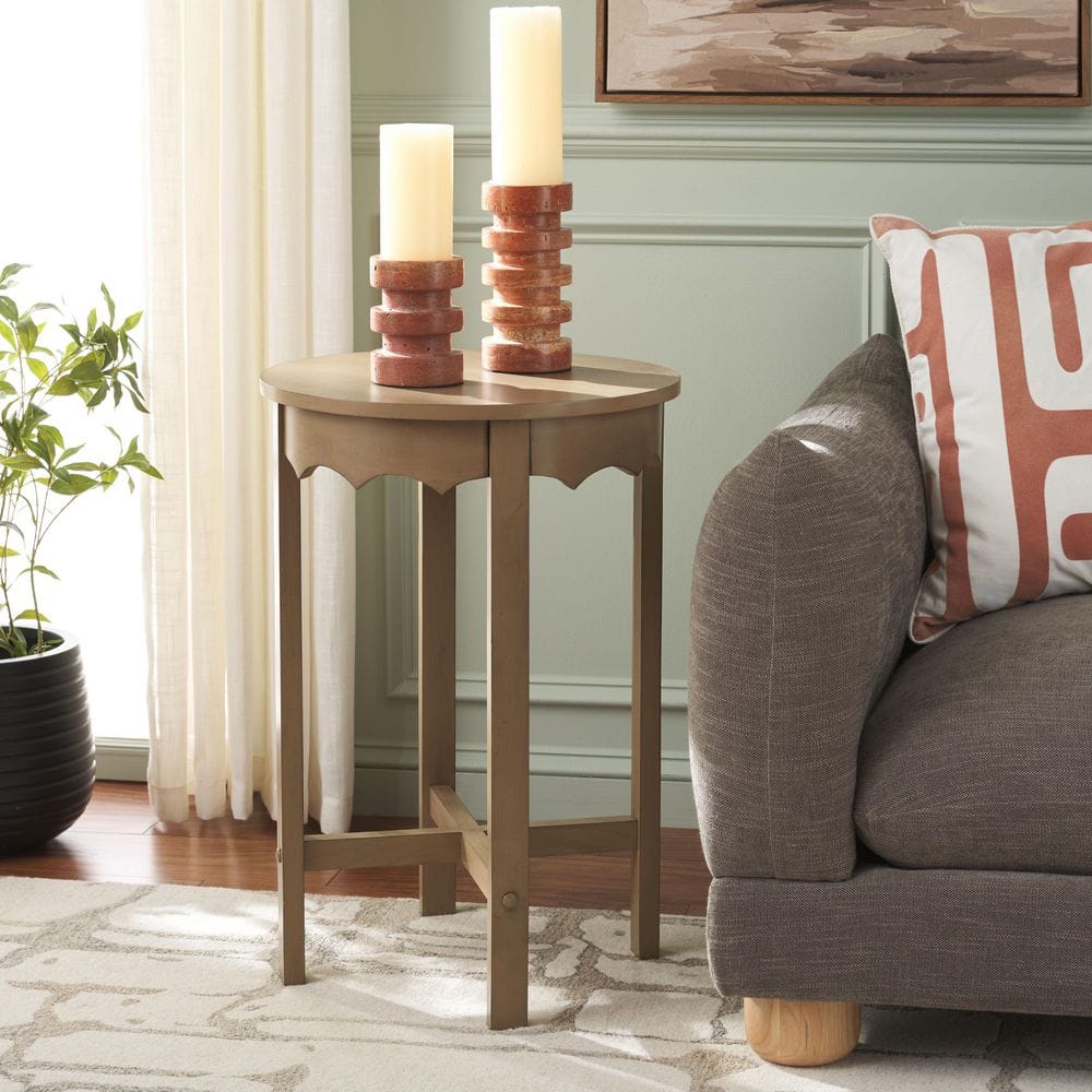 Seraphina 17.7 in. Desert Brown Round Wood End Table