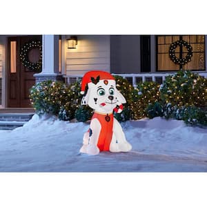 3 ft Pre-Lit LED Holiday Marshall the Fire Pup with Candy Cane Christmas Inflatable