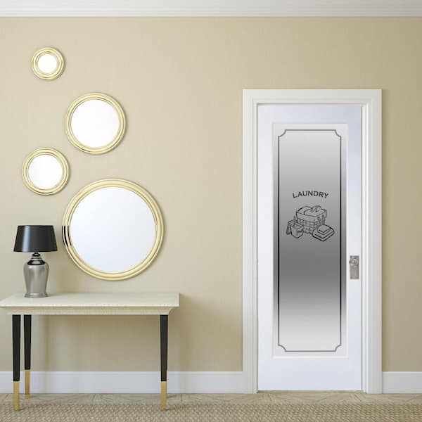 MMI DOOR Laundry 30 in. x 80 in. Full Lite Frosted Glass Primed