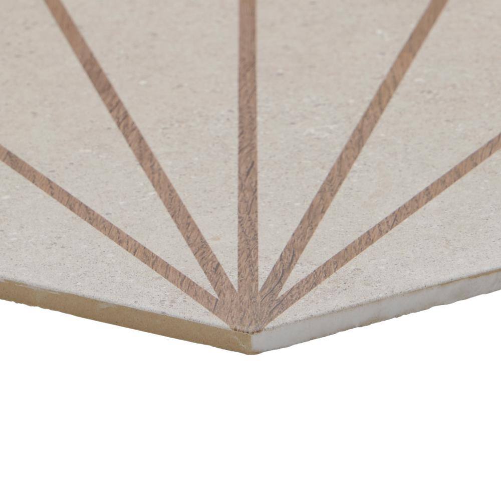 Arbor Hex Beams 13" x 14.5" Beige Porcelain Tile