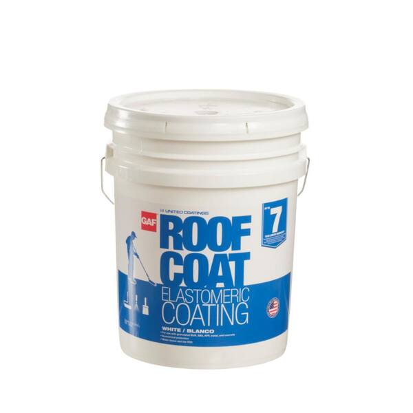 GAF Roof Coat Top Coat 5 Gal. White Acrylic Reflective Elastomeric Roof ...