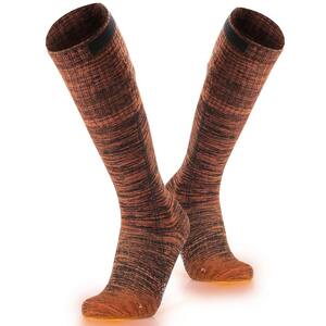 Unisex Small Orange Coolmax Blend Heated Socks Rechargeable Electric Socks (1-Pack)