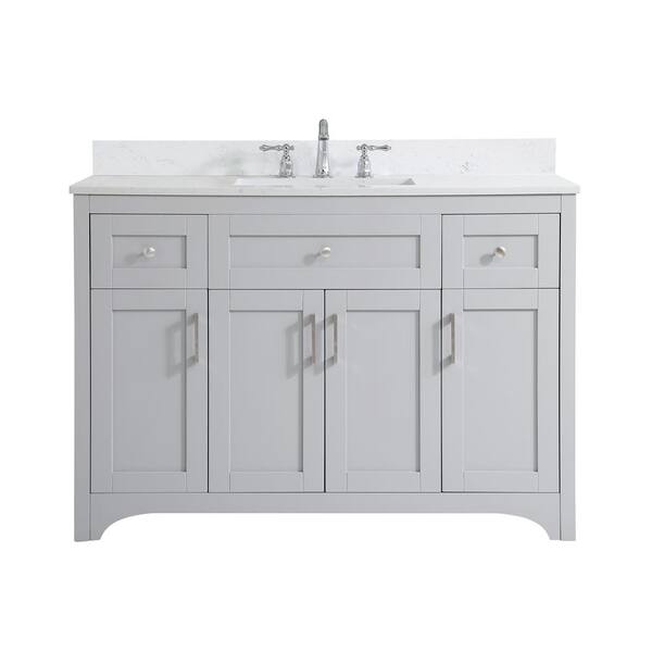 Unbranded Timeless Home 48 in. W Single Bath Vanity in Grey with Engineered Stone Vanity Top in White and Basin with Backsplash