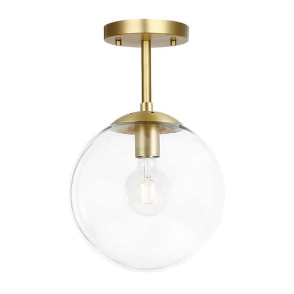 Light Society Zeno 1-Light Clear/Brass Globe Ceiling Light with Glass Shade