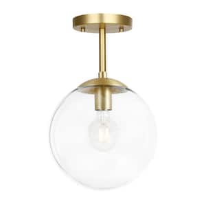 Zeno 1-Light Clear/Brass Globe Ceiling Light with Glass Shade