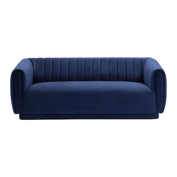 Armen Living Kinsley Navy Modern Velvet Sofa