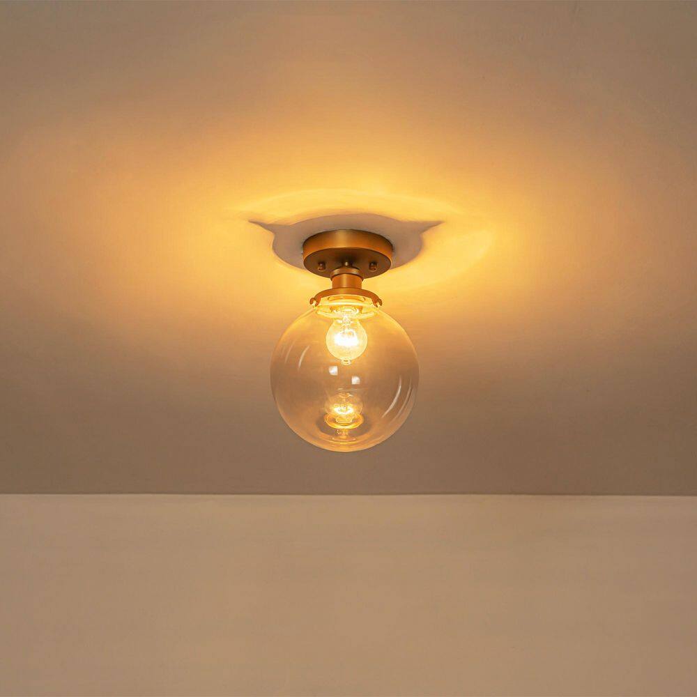 Julia 7.87 in. W 1-Light Modern Brushed Gold Clear Glass Semi-Flush Mount Light for Hallways/Entryways price history on PriceWatchPro