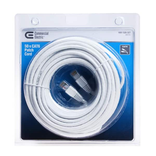 TRIPLETT 50 ft. CAT 6A 10 GBPS Professional Grade SSTP 26 AWG Patch Cable,  White CAT6A-50WH - The Home Depot