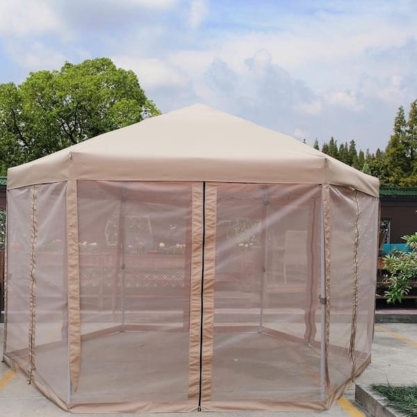 Cesicia 13 ft. x 13 ft. Brown Outdoor Pop-Up Canopy Tent with Storage Bag