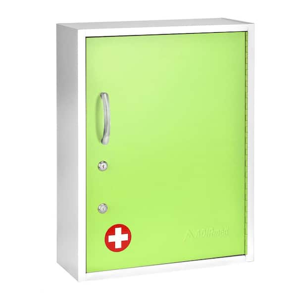 AdirMed 21 in. H x 16 in. W Dual Lock Surface-Mount Medical Security Cabinet in Green with Pull-Out Shelf and Document Pocket