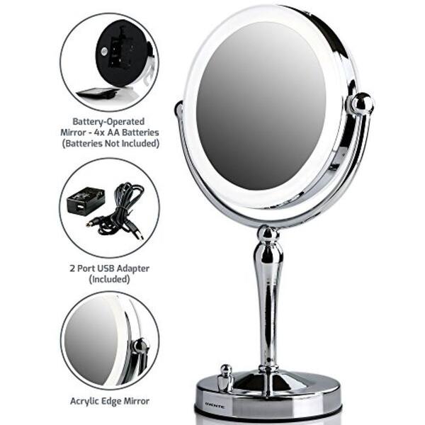 Ovente Dual Sided Magnifying Led, Tabletop Cosmetic Mirror