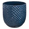 Vigoro Preston Large Blue Ceramic Planter with Attached Saucer and Drainage Holes (18 in. L x 18 in. W x 18 in. H) CR00869S-180M