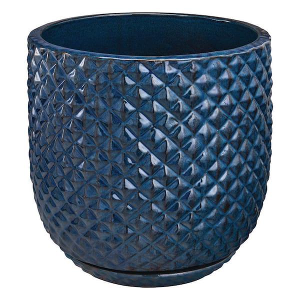 18 in. Blue Preston Ceramic Planter Decorative Pot