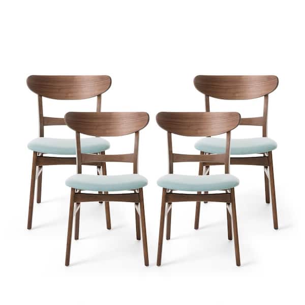 Noble House Idalia 30.80 X 20.60 X 19.60 Mint and Walnut Fabric Upholstered Dining Chair (Set of 4)