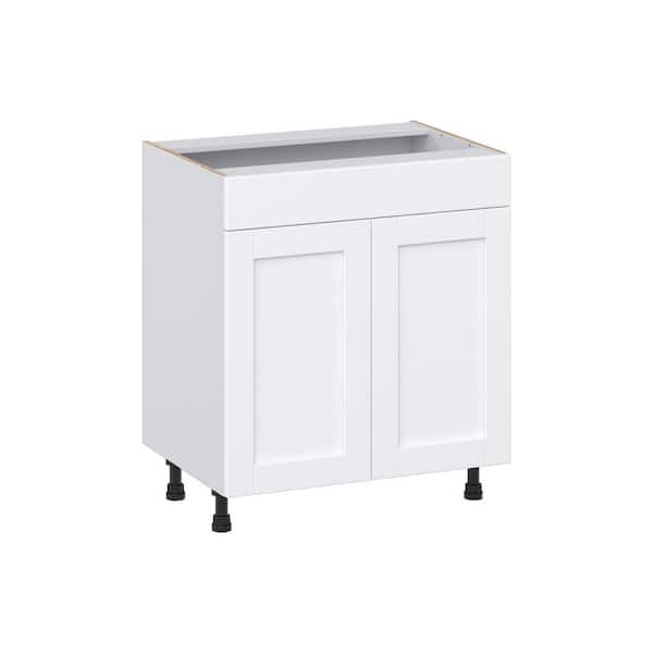 J COLLECTION Milton 30 in. W x 21 in. D x 30 in. H Assembled Shaker Bath Sink Base Kitchen Cabinet in Bright White with False Front
