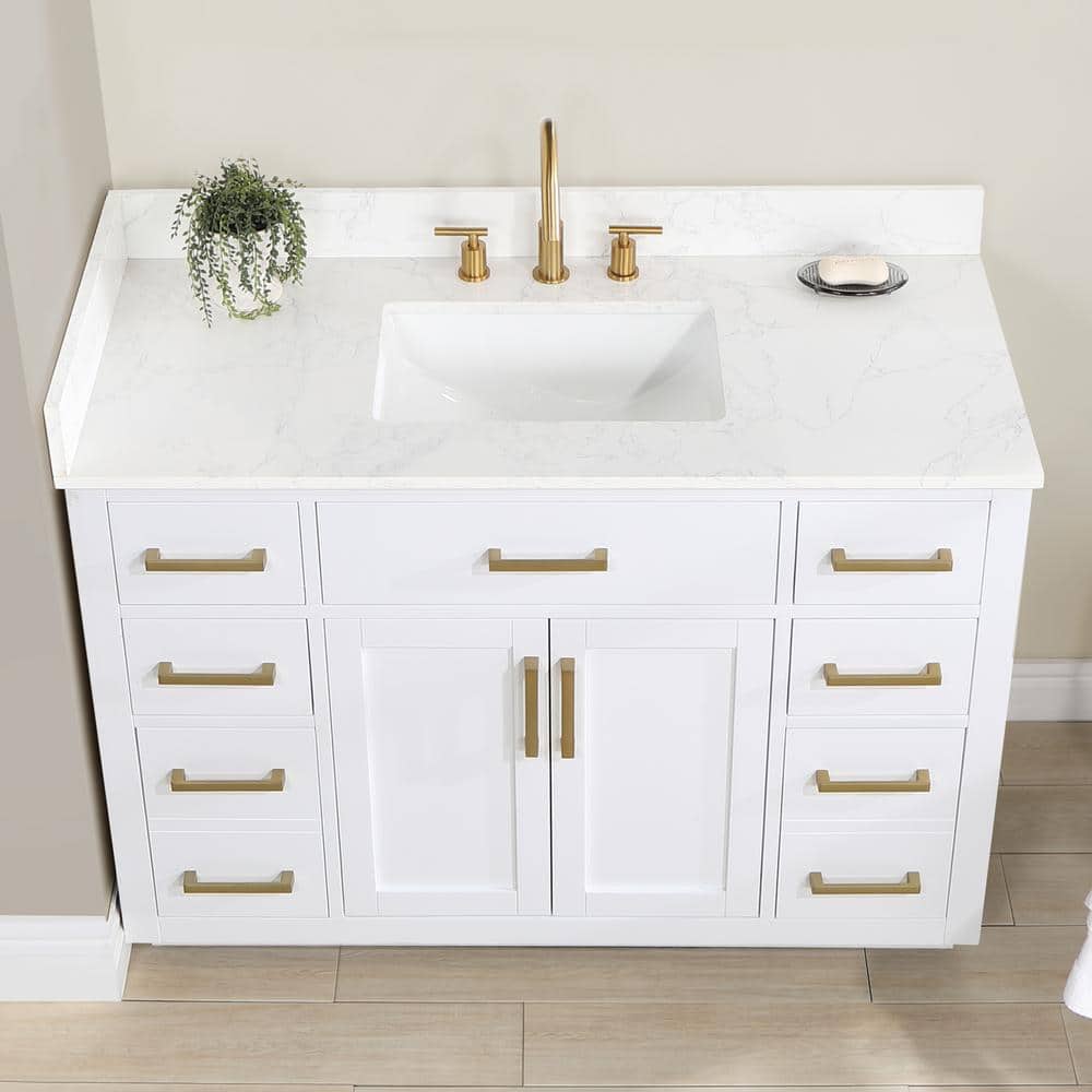 Gavino 48" White Wood Vanity with Composite Stone Top