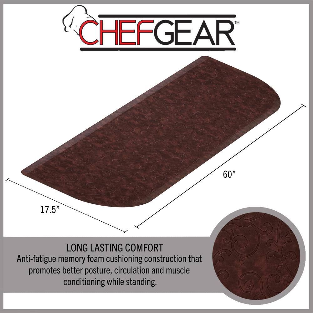 Clarance Red Faux Leather Anti-Fatigue Kitchen Mat, 17.5x60