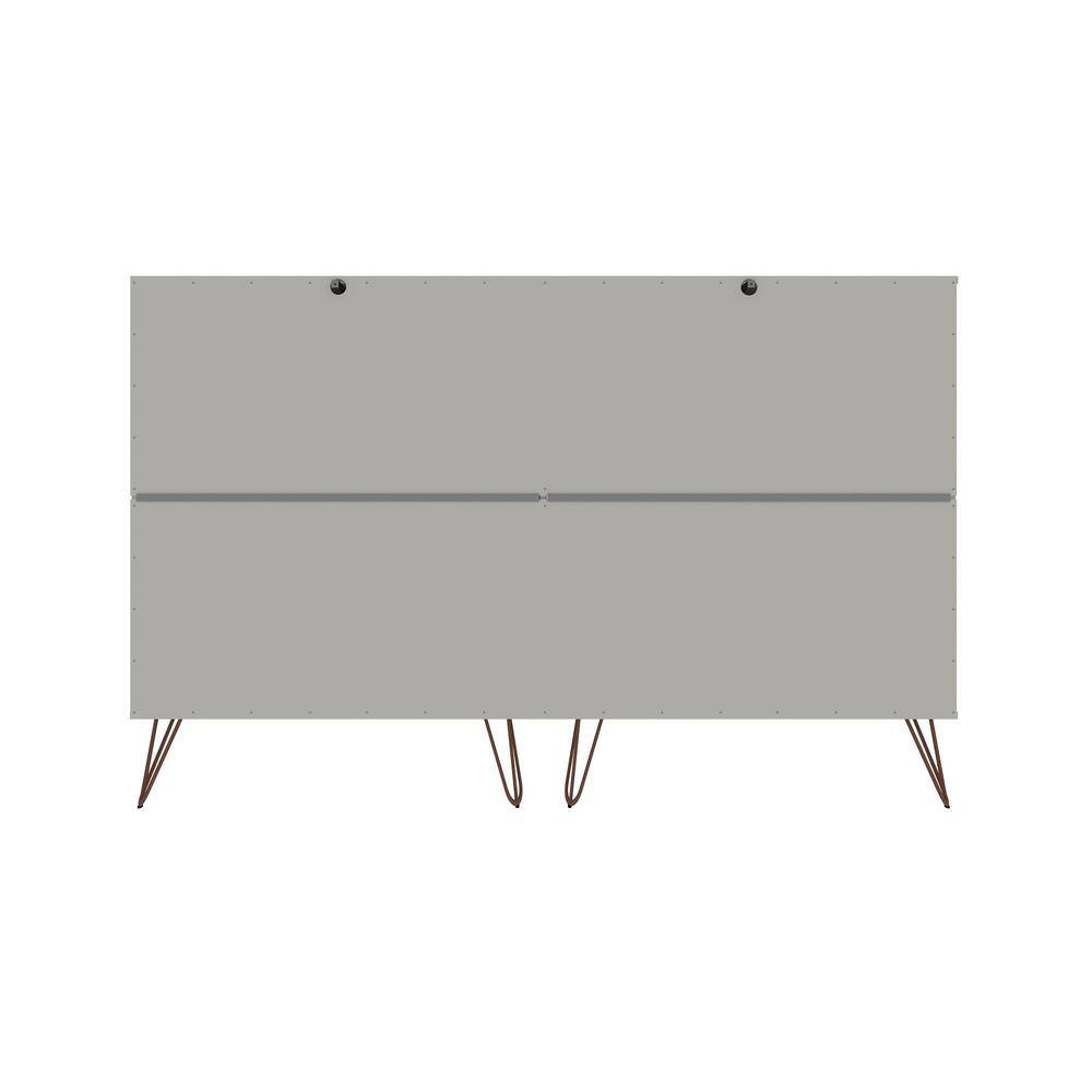 Mid-Century Modern Double Tall Dresser in Off White with Metal Legs