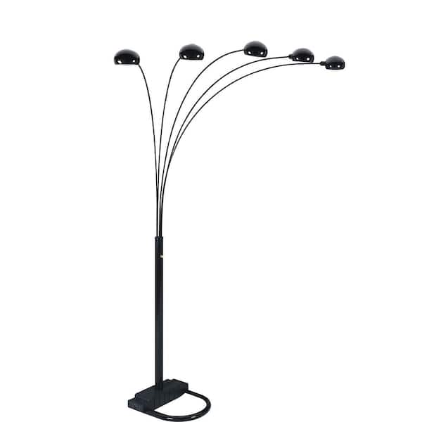 84 in. H Black 5-Light Arc Floor Lamp with Dimmer Switch