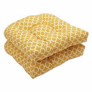 19 x 19 2-Piece Outdoor Dining chair Cushion in Yellow/White Hockely
