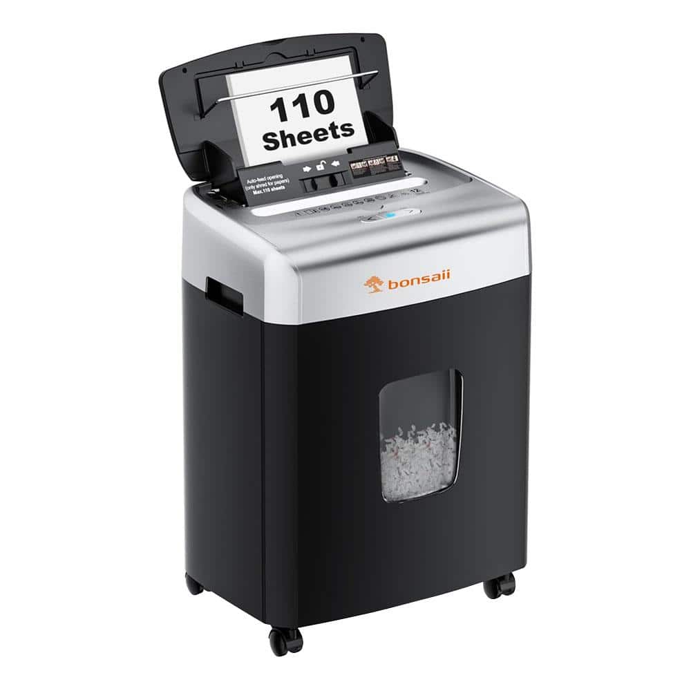 110-Sheet Autofeed Micro Cut Paper, Credit Cards, Staple Shredder P-4 High 