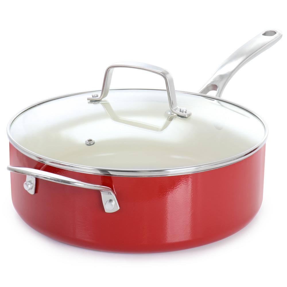 Red 10-Piece Aluminum Ceramic Nonstick Cookware Set