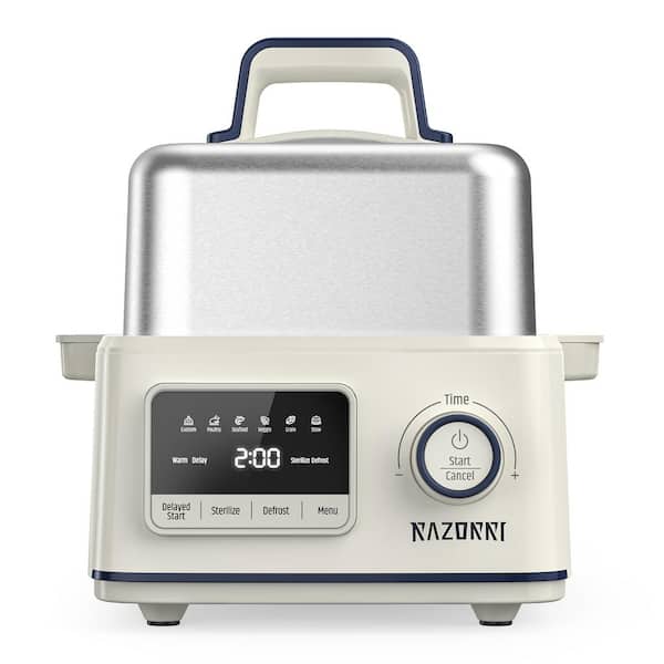 Razorri Electric Food Steamer 5-qt. Stainless Steel with Timer, 24H Delayed Start, Auto Keep Warm, 68 oz. Water Capacity 20-cups