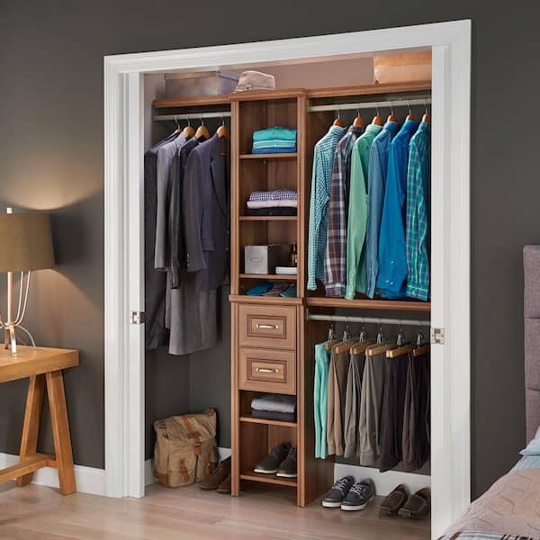 W-108 in W 3-Adjustable Hang Rod 8-Shelves ClosetMaid Wood Closet System 48 in 