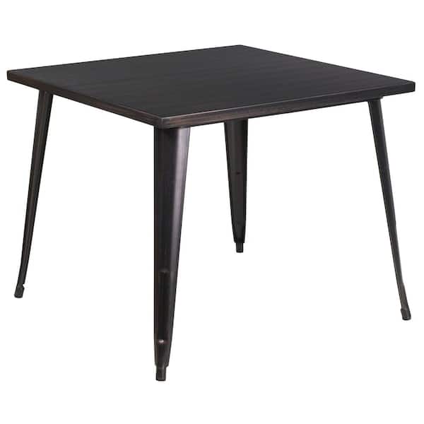 Carnegy Avenue Black-Antique Gold Square Metal Outdoor Bistro Table