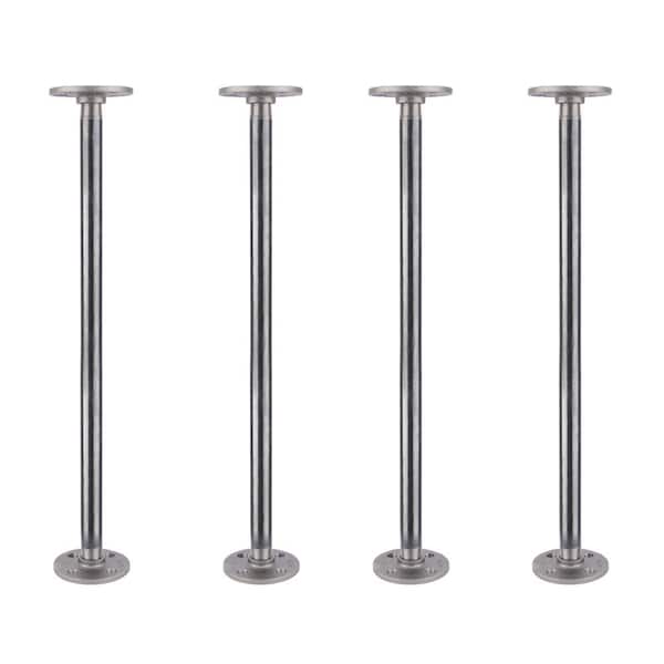 PIPE DECOR 1/2 in. x 1.5 ft. L Black Steel Pipe Flange Table Leg Kit (Set of 4)