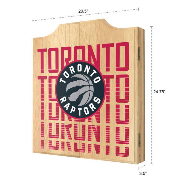 Unbranded - Toronto Raptors City 20.5 in. Dart Board with Cabinet, Darts and Scoreboards
