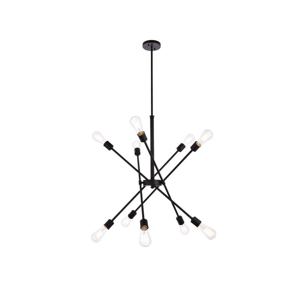 Timeless Home Aria 27 in. W x 32.5 in. H 10-Light Black Pendant ...