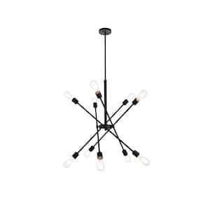 Timeless Home Aria 27 in. W x 32.5 in. H 10-Light Black Pendant