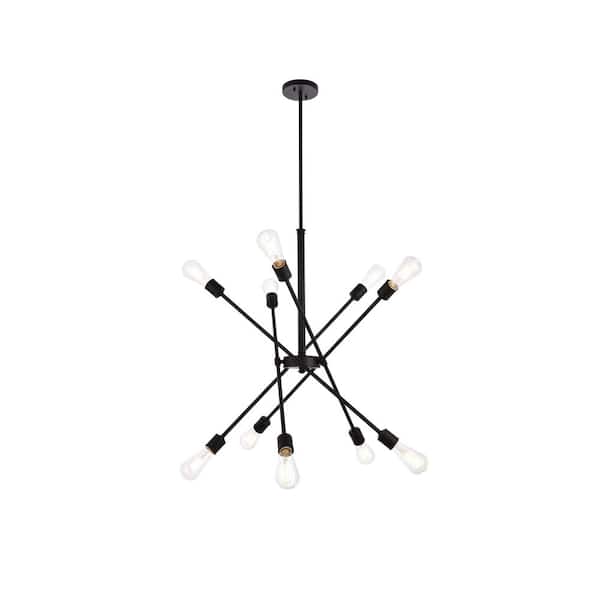 Unbranded Timeless Home Aria 27 in. W x 32.5 in. H 10-Light Black Pendant