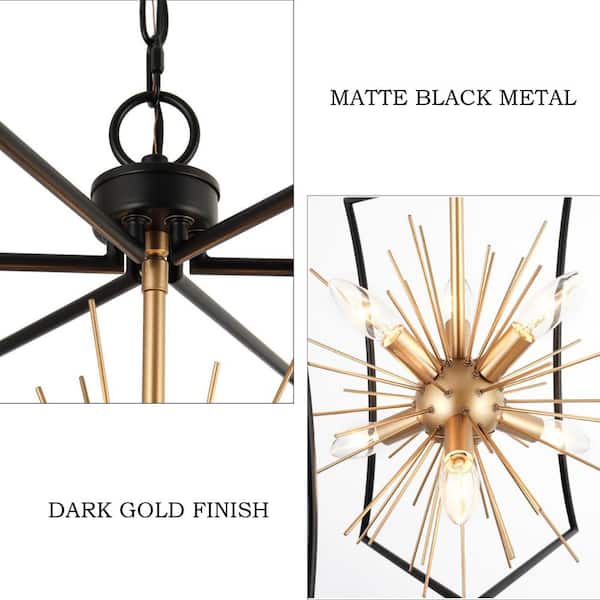 Zevni 20.5 in. 6-Light Black Kitchen Island Pendant Light
