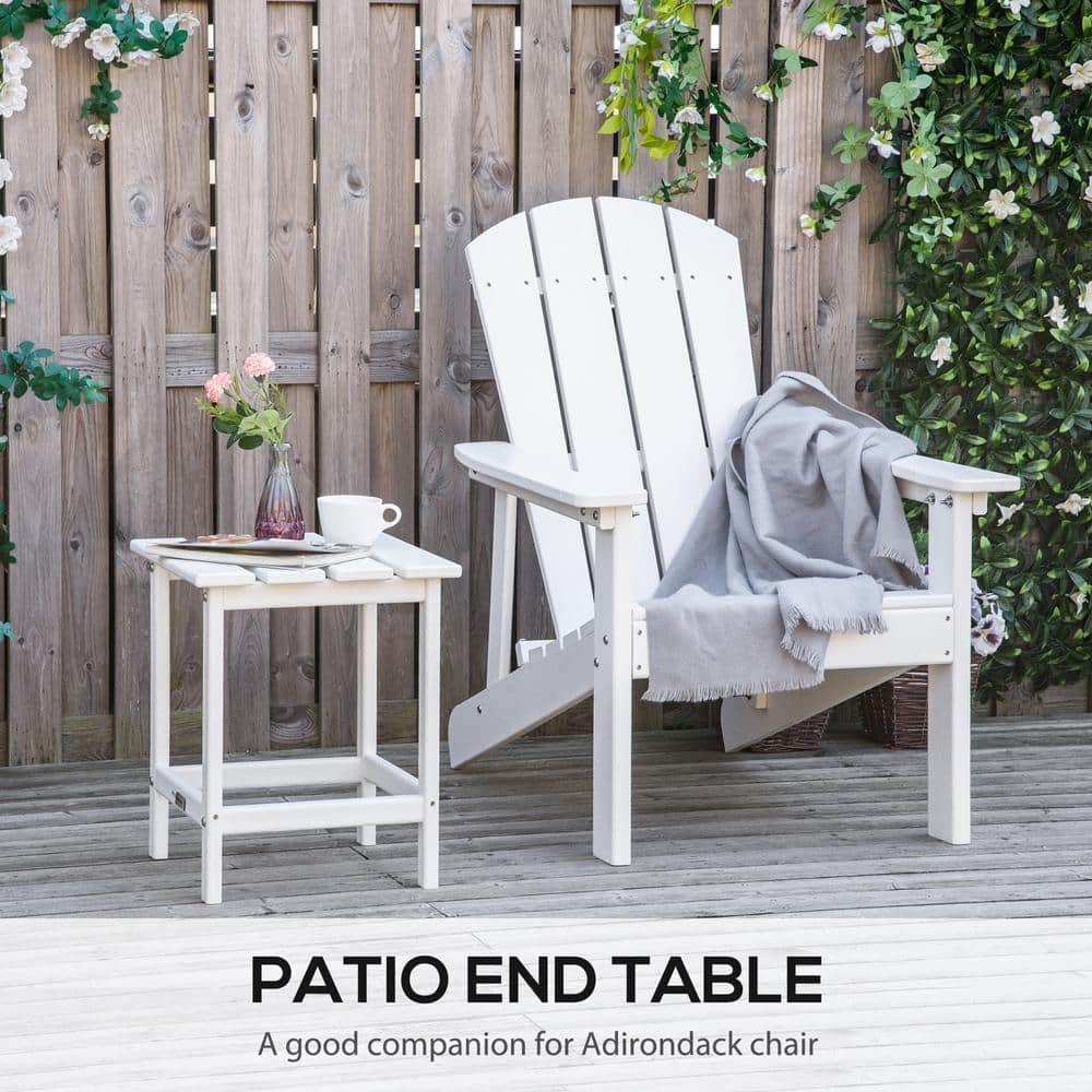 Outsunny White HDPE Plastic Square Patio Side Table