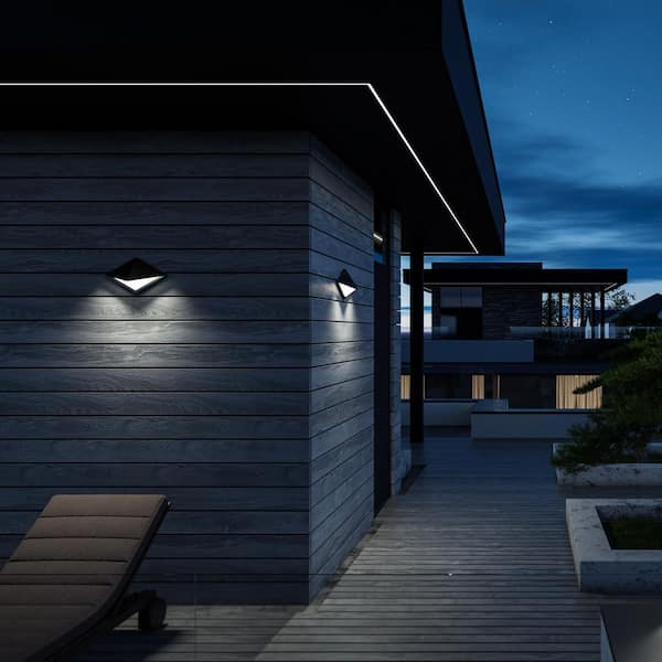 Pique 12 in. Black Indoor/Outdoor Hardwired Wall Sconce Integrated LED with Selectable 4CCT 2700K-3000K-3500K-4000K