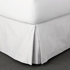 Classic Solid Sateen 14 in. White Queen Bed Skirt