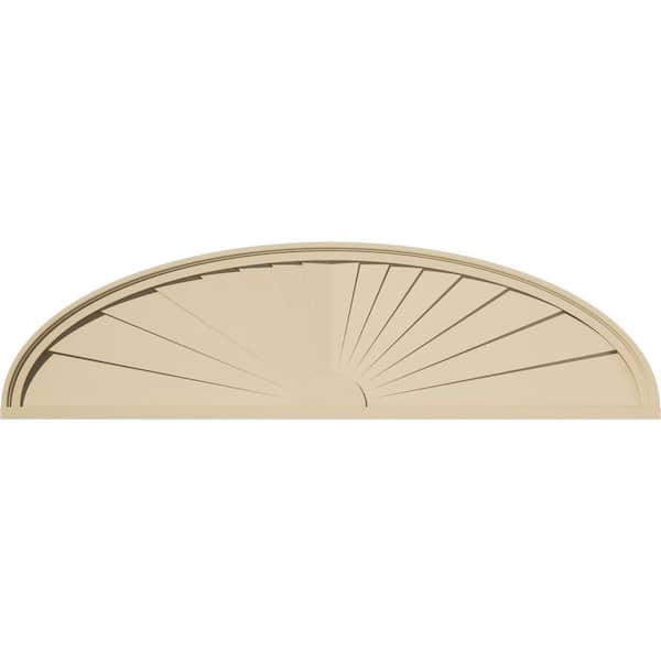 Ekena Millwork 56-in W x 15-in H x 2-in P Elliptical Sunburst Signature Urethane Pediment, Primed Tan