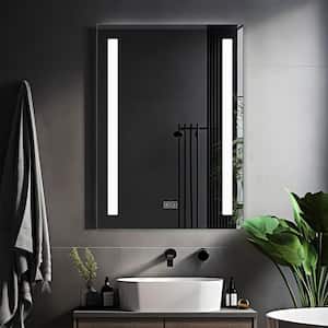 20 in. W x 28 in. H Rectangular LED Lighted Anti-Fog Dimmable Bathroom Vanity Mirror in Silver