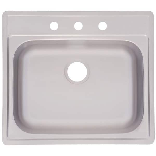 KINDRED Drop-In Stainless Steel 25.in 3-Hole Single Bowl Kitchen Sink