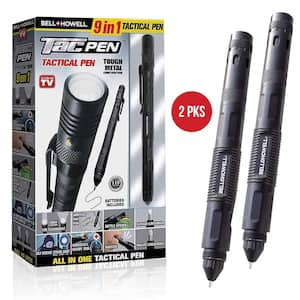 Tac Pen, 2-PACK, 9 in 1 Aluminum 30 Lumens Tactical Pen and Flashlight