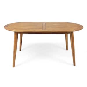 71 in. Teak Oval Acacia Wood Outdoor Dining Table for 4 Seaters