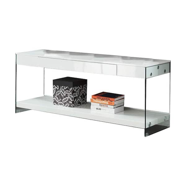 Benjara 70 in. White Wood TV Stand Fits TVs up to 65 in. with 2 Drawers