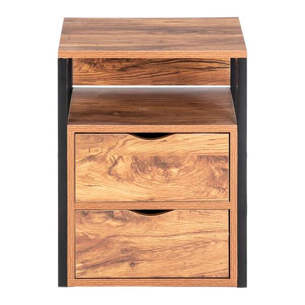 Winado 2-Drawer Antique Wood Color Nightstand (19.6 in.H x 13.78 in. W x 15.75 in. D)