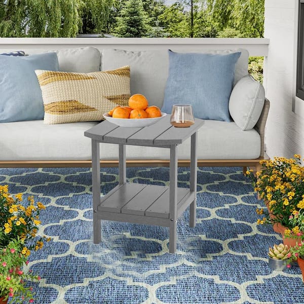 Black Plastic Rectangular Outdoor Coffee Side Table