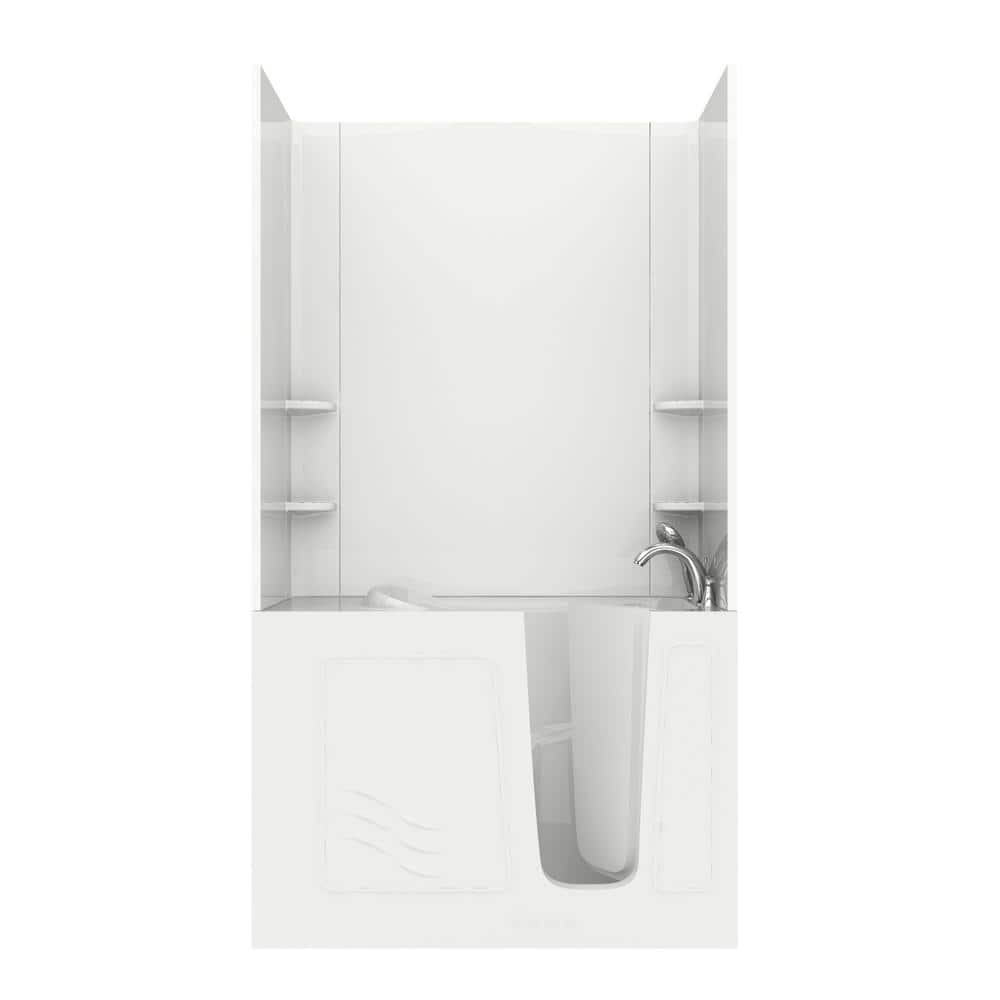Rampart 4.5 ft. Walk-in Whirlpool and Air Bathtub with Flat Easy Up Adhesive Wall Surround in White price history on PriceWatchPro