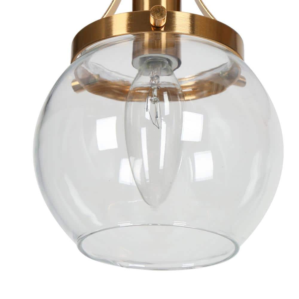 Polished Gold and Matte Black Mini Globe Pendant Light with Clear Glass Shade