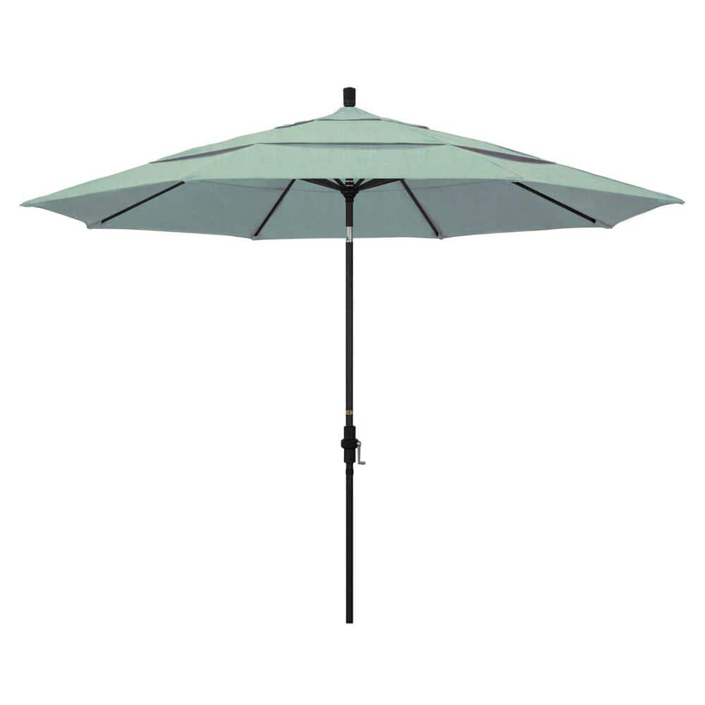 California Umbrella 11 ft. Black Aluminum Pole Market Aluminum Ribs ...